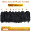 imageNice One PreTwisted Passion Twist Hair 8 Packs 112 Strands Pre Looped Passion Twist Braiding Hair for Women Short Passion Twists Crochet Hair Extensions 20 Inch Pack of 8 1B1B