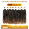 imageNice One PreTwisted Passion Twist Hair 8 Packs 112 Strands Pre Looped Passion Twist Braiding Hair for Women Short Passion Twists Crochet Hair Extensions 20 Inch Pack of 8 1BT27