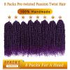 imageNice One PreTwisted Passion Twist Hair 8 Packs 112 Strands Pre Looped Passion Twist Braiding Hair for Women Short Passion Twists Crochet Hair Extensions 20 Inch Pack of 8 1BTPURPLE