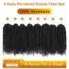imageNice One PreTwisted Passion Twist Hair 8 Packs 112 Strands Pre Looped Passion Twist Braiding Hair for Women Short Passion Twists Crochet Hair Extensions 20 Inch Pack of 8 1B1B
