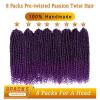 imageNice One PreTwisted Passion Twist Hair 8 Packs 112 Strands Pre Looped Passion Twist Braiding Hair for Women Short Passion Twists Crochet Hair Extensions 20 Inch Pack of 8 1BTPURPLE