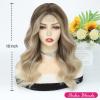 imageOmbre Orange Medium Length Wigs for Women 18 Inch Middle Part Synthetic Hair Wavy Wig  Natural Hairline Wig for Daily PartyHalloween UseOmbre Orange18 InchOmbre Blonde