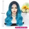 imageOmbre Orange Medium Length Wigs for Women 18 Inch Middle Part Synthetic Hair Wavy Wig  Natural Hairline Wig for Daily PartyHalloween UseOmbre Orange18 InchOmbre Bluish Green