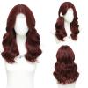 imageOmbre Orange Medium Length Wigs for Women 18 Inch Middle Part Synthetic Hair Wavy Wig  Natural Hairline Wig for Daily PartyHalloween UseOmbre Orange18 InchWine Red