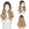 imageOmbre Orange Medium Length Wigs for Women 18 Inch Middle Part Synthetic Hair Wavy Wig  Natural Hairline Wig for Daily PartyHalloween UseOmbre Orange18 InchBrown to Blonde