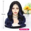 imageOmbre Orange Medium Length Wigs for Women 18 Inch Middle Part Synthetic Hair Wavy Wig  Natural Hairline Wig for Daily PartyHalloween UseOmbre Orange18 InchBlack to Blue