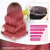 imageOmbre Orange Medium Length Wigs for Women 18 Inch Middle Part Synthetic Hair Wavy Wig  Natural Hairline Wig for Daily PartyHalloween UseOmbre Orange18 InchOmbre Pink