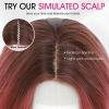 imageOmbre Orange Medium Length Wigs for Women 18 Inch Middle Part Synthetic Hair Wavy Wig  Natural Hairline Wig for Daily PartyHalloween UseOmbre Orange18 InchOmbre Pink