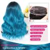 imageOmbre Orange Medium Length Wigs for Women 18 Inch Middle Part Synthetic Hair Wavy Wig  Natural Hairline Wig for Daily PartyHalloween UseOmbre Orange18 InchOmbre Bluish Green