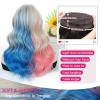 imageOmbre Orange Medium Length Wigs for Women 18 Inch Middle Part Synthetic Hair Wavy Wig  Natural Hairline Wig for Daily PartyHalloween UseOmbre Orange18 InchPink Blue