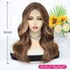 imageOmbre Orange Medium Length Wigs for Women 18 Inch Middle Part Synthetic Hair Wavy Wig  Natural Hairline Wig for Daily PartyHalloween UseOmbre Orange18 InchChestnut Highlight