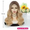 imageOmbre Orange Medium Length Wigs for Women 18 Inch Middle Part Synthetic Hair Wavy Wig  Natural Hairline Wig for Daily PartyHalloween UseOmbre Orange18 InchBrown to Blonde