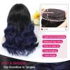 imageOmbre Orange Medium Length Wigs for Women 18 Inch Middle Part Synthetic Hair Wavy Wig  Natural Hairline Wig for Daily PartyHalloween UseOmbre Orange18 InchBlack to Blue