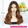imageOmbre Orange Medium Length Wigs for Women 18 Inch Middle Part Synthetic Hair Wavy Wig  Natural Hairline Wig for Daily PartyHalloween UseOmbre Orange18 InchBrown to Strawberry Blonde