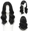 imageOmbre Orange Medium Length Wigs for Women 18 Inch Middle Part Synthetic Hair Wavy Wig  Natural Hairline Wig for Daily PartyHalloween UseOmbre Orange18 InchBlack