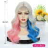 imageOmbre Orange Medium Length Wigs for Women 18 Inch Middle Part Synthetic Hair Wavy Wig  Natural Hairline Wig for Daily PartyHalloween UseOmbre Orange18 InchPink Blue