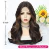 imageOmbre Orange Medium Length Wigs for Women 18 Inch Middle Part Synthetic Hair Wavy Wig  Natural Hairline Wig for Daily PartyHalloween UseOmbre Orange18 InchDark Brown mixed Chestnut