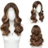 imageOmbre Orange Medium Length Wigs for Women 18 Inch Middle Part Synthetic Hair Wavy Wig  Natural Hairline Wig for Daily PartyHalloween UseOmbre Orange18 InchChestnut Highlight