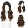 imageOmbre Orange Medium Length Wigs for Women 18 Inch Middle Part Synthetic Hair Wavy Wig  Natural Hairline Wig for Daily PartyHalloween UseOmbre Orange18 InchOmbre Brown