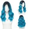 imageOmbre Orange Medium Length Wigs for Women 18 Inch Middle Part Synthetic Hair Wavy Wig  Natural Hairline Wig for Daily PartyHalloween UseOmbre Orange18 InchOmbre Bluish Green