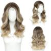 imageOmbre Orange Medium Length Wigs for Women 18 Inch Middle Part Synthetic Hair Wavy Wig  Natural Hairline Wig for Daily PartyHalloween UseOmbre Orange18 InchOmbre Blonde
