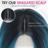 imageOmbre Orange Medium Length Wigs for Women 18 Inch Middle Part Synthetic Hair Wavy Wig  Natural Hairline Wig for Daily PartyHalloween UseOmbre Orange18 InchOmbre Bluish Green