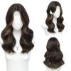 imageOmbre Orange Medium Length Wigs for Women 18 Inch Middle Part Synthetic Hair Wavy Wig  Natural Hairline Wig for Daily PartyHalloween UseOmbre Orange18 InchDark Brown mixed Chestnut
