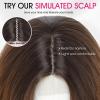 imageOmbre Orange Medium Length Wigs for Women 18 Inch Middle Part Synthetic Hair Wavy Wig  Natural Hairline Wig for Daily PartyHalloween UseOmbre Orange18 InchBrown to Strawberry Blonde