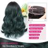 imageOmbre Orange Medium Length Wigs for Women 18 Inch Middle Part Synthetic Hair Wavy Wig  Natural Hairline Wig for Daily PartyHalloween UseOmbre Orange18 InchOmbre Dark Green