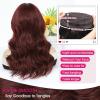 imageOmbre Orange Medium Length Wigs for Women 18 Inch Middle Part Synthetic Hair Wavy Wig  Natural Hairline Wig for Daily PartyHalloween UseOmbre Orange18 InchWine Red