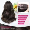 imageOmbre Orange Medium Length Wigs for Women 18 Inch Middle Part Synthetic Hair Wavy Wig  Natural Hairline Wig for Daily PartyHalloween UseOmbre Orange18 InchDark Brown mixed Chestnut
