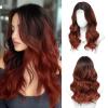 imageOmbre Orange Medium Length Wigs for Women 18 Inch Middle Part Synthetic Hair Wavy Wig  Natural Hairline Wig for Daily PartyHalloween UseOmbre Orange18 InchOmbre Auburn