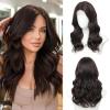 imageOmbre Orange Medium Length Wigs for Women 18 Inch Middle Part Synthetic Hair Wavy Wig  Natural Hairline Wig for Daily PartyHalloween UseOmbre Orange18 InchDark Brown