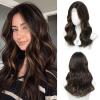 imageOmbre Orange Medium Length Wigs for Women 18 Inch Middle Part Synthetic Hair Wavy Wig  Natural Hairline Wig for Daily PartyHalloween UseOmbre Orange18 InchDark Brown mixed Chestnut