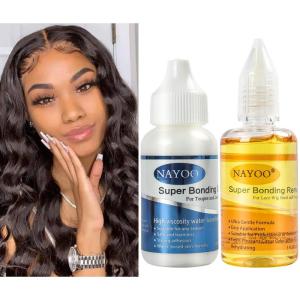 imageLace Wig Glue Hair Replacement Invisible Bonding Glue for Lace Hairpieces Wig Closure Frontal Toupee Systems Tape in Hair Extensions Adhesive Remover Lace Glue ampamp Remover 2 Bottles