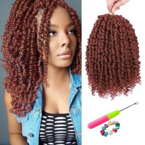 imageNice One PreTwisted Passion Twist Hair 8 Packs 112 Strands Pre Looped Passion Twist Braiding Hair for Women Short Passion Twists Crochet Hair Extensions 20 Inch Pack of 8 1B350
