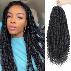 imageNice One PreTwisted Passion Twist Hair 8 Packs 112 Strands Pre Looped Passion Twist Braiding Hair for Women Short Passion Twists Crochet Hair Extensions 20 Inch Pack of 8 1B2