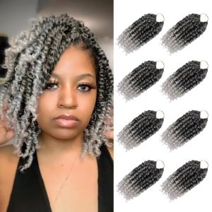 imageNice One PreTwisted Passion Twist Hair 8 Packs 112 Strands Pre Looped Passion Twist Braiding Hair for Women Short Passion Twists Crochet Hair Extensions 20 Inch Pack of 8 1BTGREY
