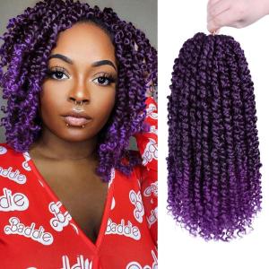 imageNice One PreTwisted Passion Twist Hair 8 Packs 112 Strands Pre Looped Passion Twist Braiding Hair for Women Short Passion Twists Crochet Hair Extensions 20 Inch Pack of 8 1BTPURPLE
