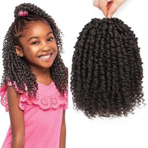 imageNice One PreTwisted Passion Twist Hair 8 Packs 112 Strands Pre Looped Passion Twist Braiding Hair for Women Short Passion Twists Crochet Hair Extensions 20 Inch Pack of 8 1B4
