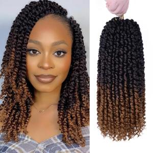 imageNice One PreTwisted Passion Twist Hair 8 Packs 112 Strands Pre Looped Passion Twist Braiding Hair for Women Short Passion Twists Crochet Hair Extensions 20 Inch Pack of 8 1BT1B3330