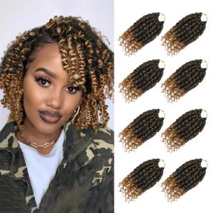 imageNice One PreTwisted Passion Twist Hair 8 Packs 112 Strands Pre Looped Passion Twist Braiding Hair for Women Short Passion Twists Crochet Hair Extensions 20 Inch Pack of 8 1BT27