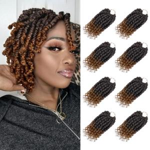 imageNice One PreTwisted Passion Twist Hair 8 Packs 112 Strands Pre Looped Passion Twist Braiding Hair for Women Short Passion Twists Crochet Hair Extensions 20 Inch Pack of 8 1BT30