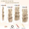 imageNAYOO Clip in Hair Extensions for Women 20 Inch Long Wavy Curly Ash Brown Mix Platinum Blonde Hairpieces Full Head Synthetic Hair Hairpieces 6PCS Ash Brown Mix Platinum Blonde