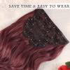 imageNAYOO Clip in Hair Extensions for Women 20 Inch Long Wavy curly Wine Red Hair Extension Full Head Synthetic Hair Extension Hairpieces 6PCS Wine Red