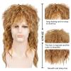 imageNAYOO Mens 80s Mullet Wig  Curly Long Blonde ampamp Reddish Brown Glam RockRocker Hair WigBlonde and Reddish Brown
