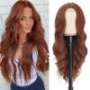 imageNAYOO Long Auburn Wavy Wig for Women 26 Inch Middle Part Curly Wavy Wig Natural Looking Synthetic Heat Resistant Fiber for Daily Party Use26Inch Auburn