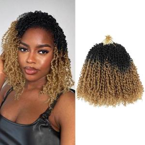 imageNAYOO 14 Inch Yanky Twist Crochet Hair  8 Packs 30 StandsPack Mini Passion Twist with Curly Ends Synthetic PreLooped Crochet Braids Braiding Hair 14 Inch T30T27