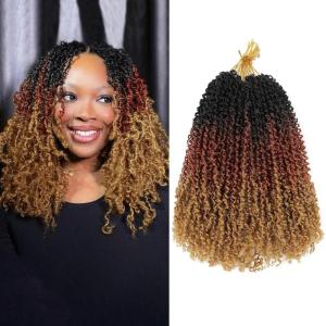 imageNAYOO 14 Inch Yanky Twist Crochet Hair  8 Packs 30 StandsPack Mini Passion Twist with Curly Ends Synthetic PreLooped Crochet Braids Braiding Hair 14 Inch T30OT3027