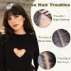 imageNAYOO Bangs Hair Clip 100 Real Human Hair Toppers 3603D Cover Clip in Bangs Hair pieces Wispy Bangs for Women French Bangs for Daily WearMedium BrownBrown Black
